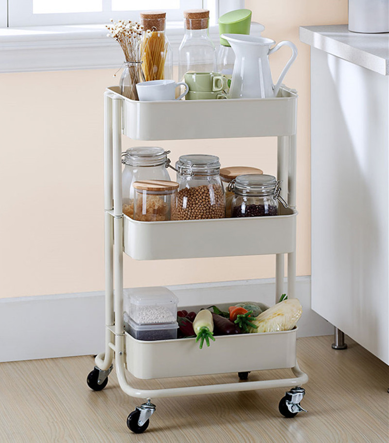 拉斯克推车三层可移动宜家小手推车厨房置物车带轮收纳架置物花架