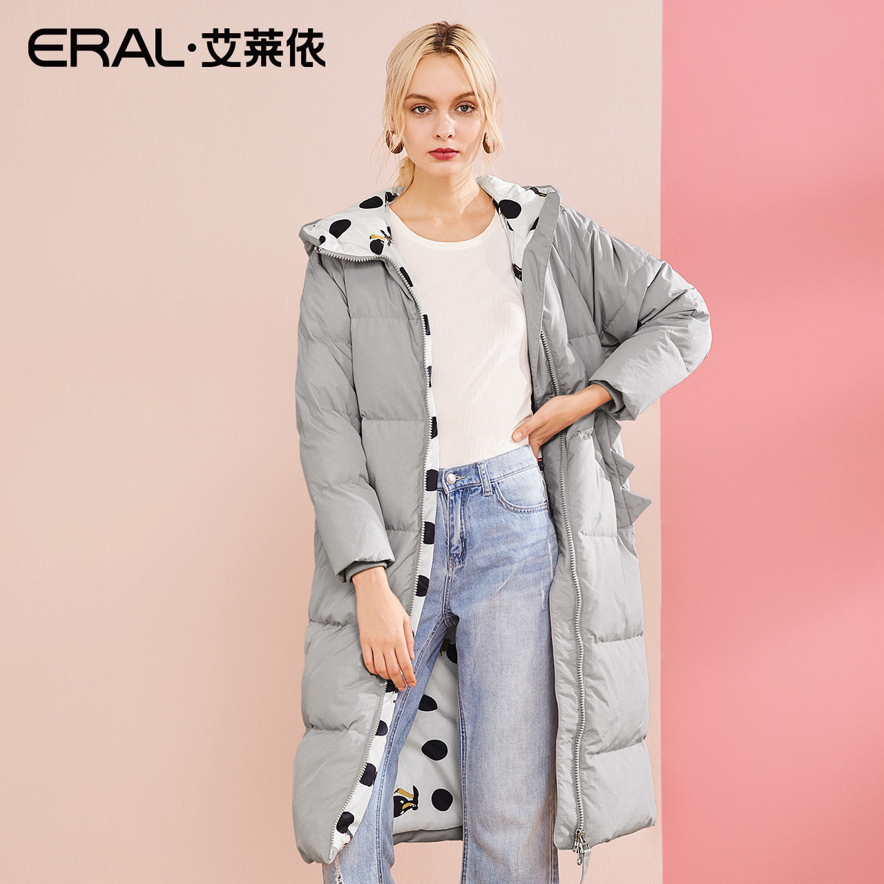 加厚_艾莱依羽绒服女中长款加厚连帽正品清仓女款2018新款官方旗舰店