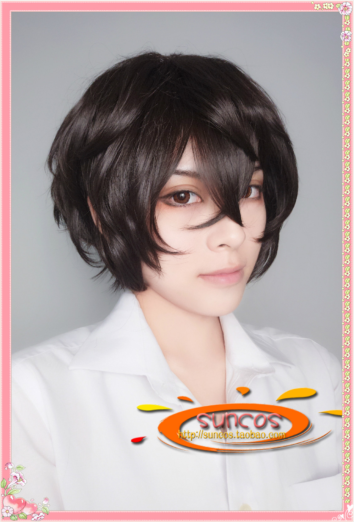 青春机关枪/雪村透/自然棕黑/蓬松翻翘短发/送眼镜cosplay假发