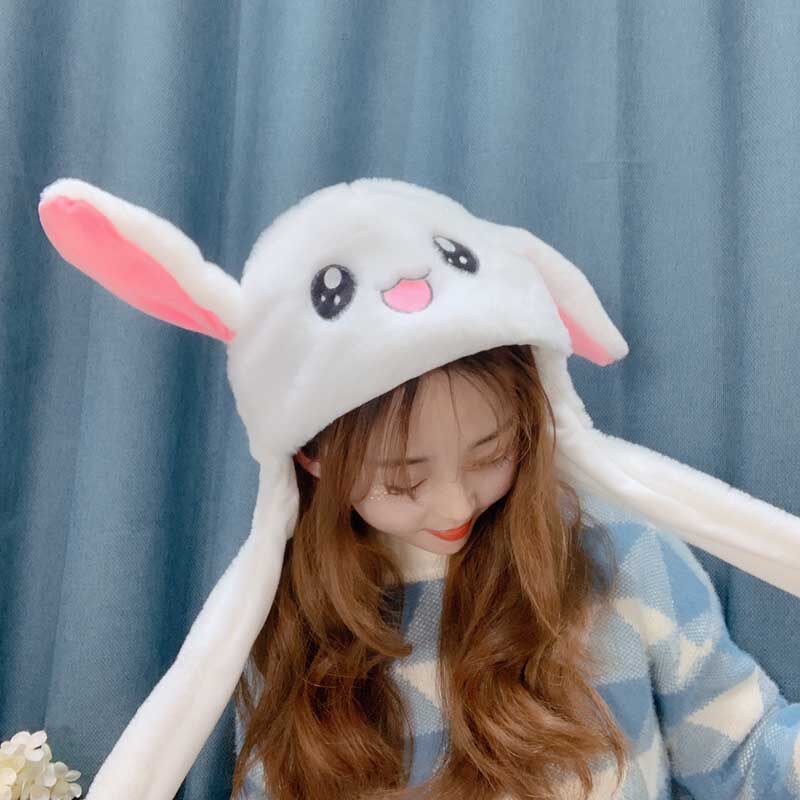 能动的抖音女兔子帽子长耳朵小白兔会动兔耳朵网红小兔头套兔兔帽