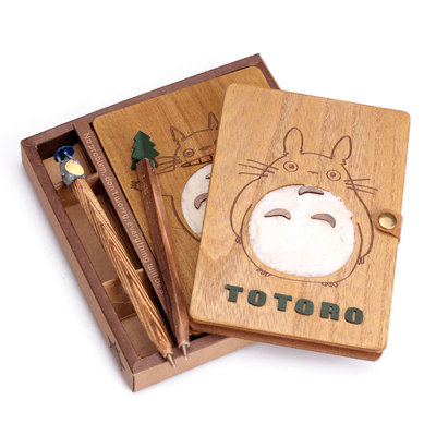 创意宫崎骏龙猫笔记本子复古木质记事本学生日记本小清新生日礼物