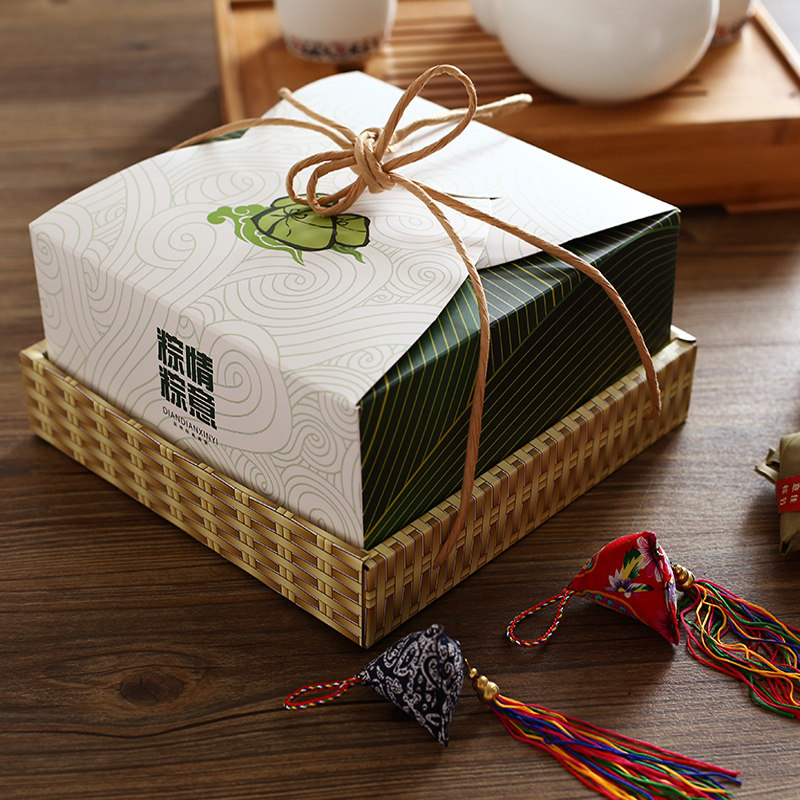 包邮 现货端午节粽子包装盒粽子礼盒牛皮复古风格粽子盒子包装盒批发
