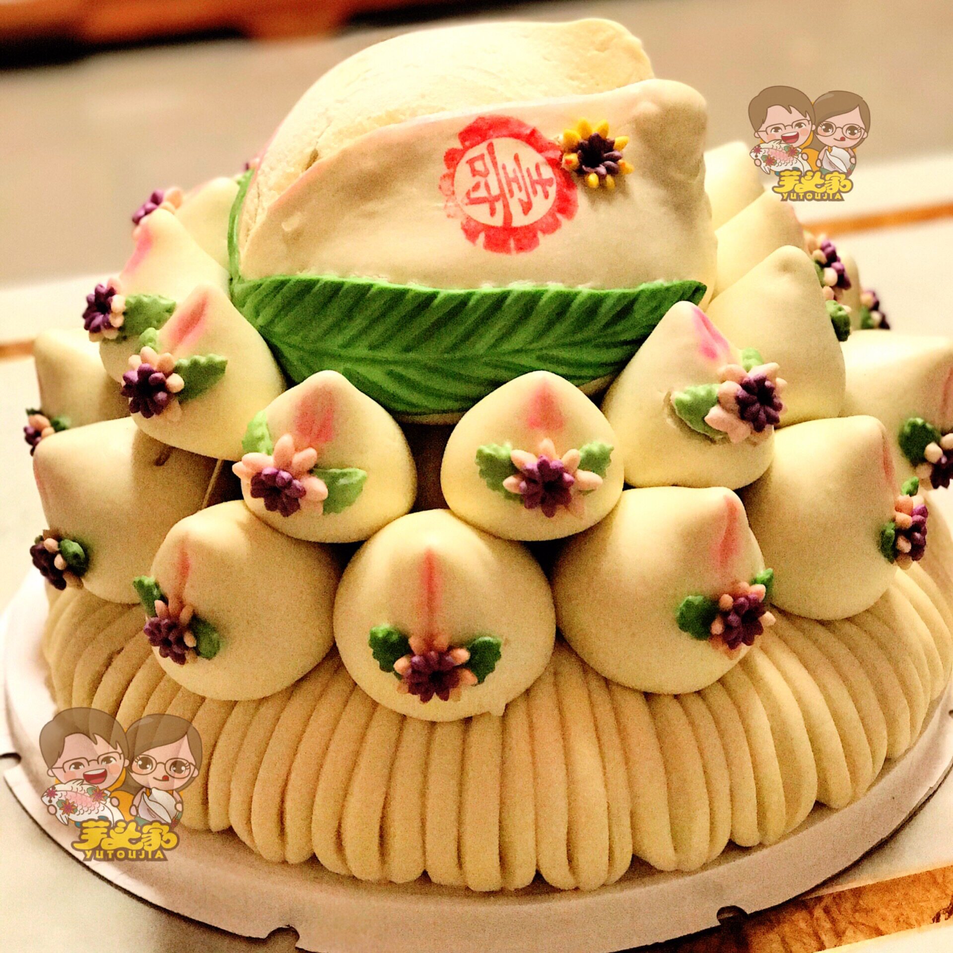 一折寿桃馒头_胶东花饽饽生日礼物寿桃老人长辈祝寿礼品纯手工花样