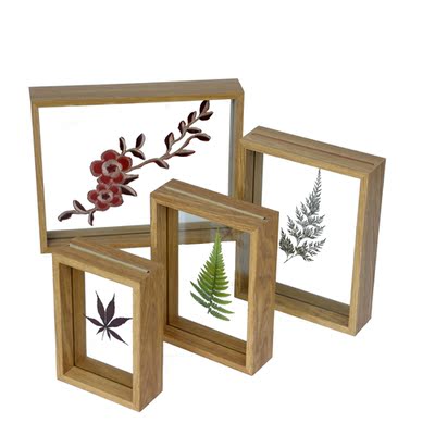 7寸原木色方形标本抖音同款创意挂墙a4双面透明玻璃定做立体相框