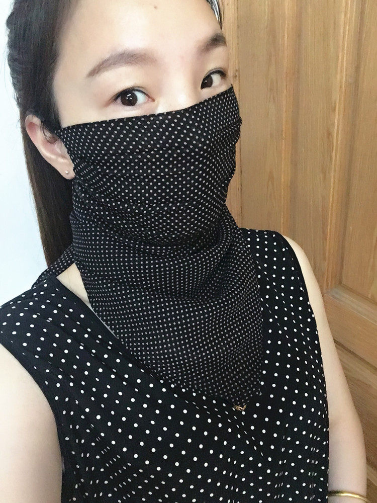 桑蚕丝真丝女护脸护脖防晒防紫外线面纱护颈调节口罩面罩围巾