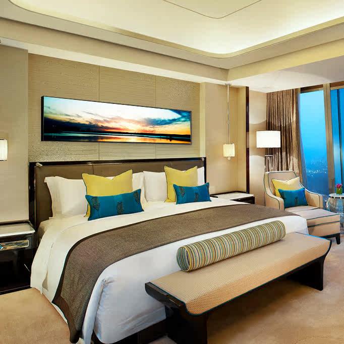 酒店宾馆卧室床头装饰画简约现代横幅沙发背景墙壁画