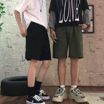 夏季韩版ins潮流裤子纯色百搭五分裤宽松直筒裤运动休闲短裤男女