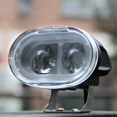 摩托车led大灯踏板电动车改装强光射灯鱼眼透镜外置前12v48v超亮