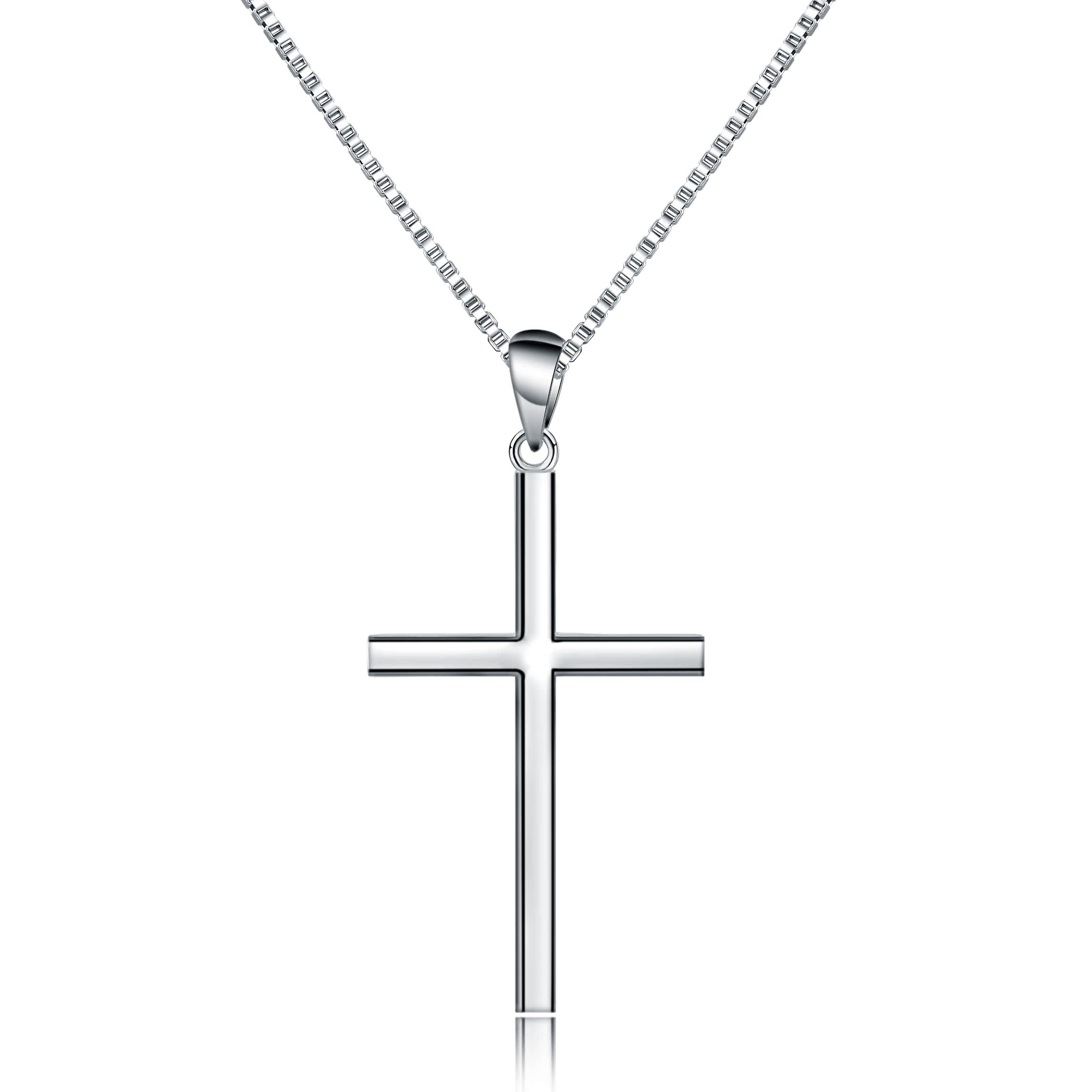 纯银男士项链 送男友生日礼物_925银饰纯银男款十字架项链饰品吊坠