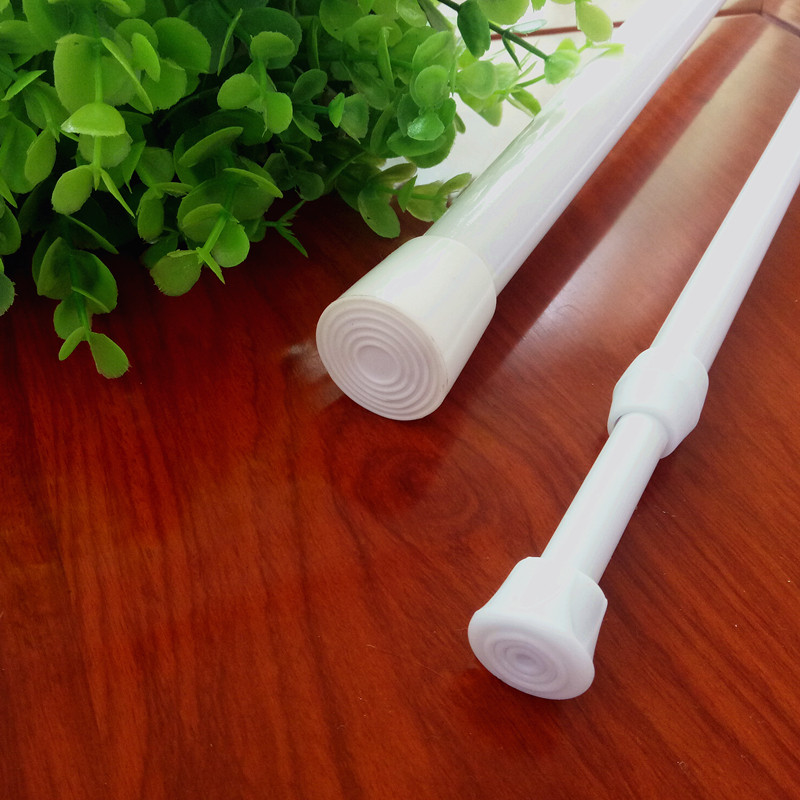 白烤漆弹簧弹力伸缩杆窗帘杆浴帘拉杆免打孔安装门帘半帘配件包邮