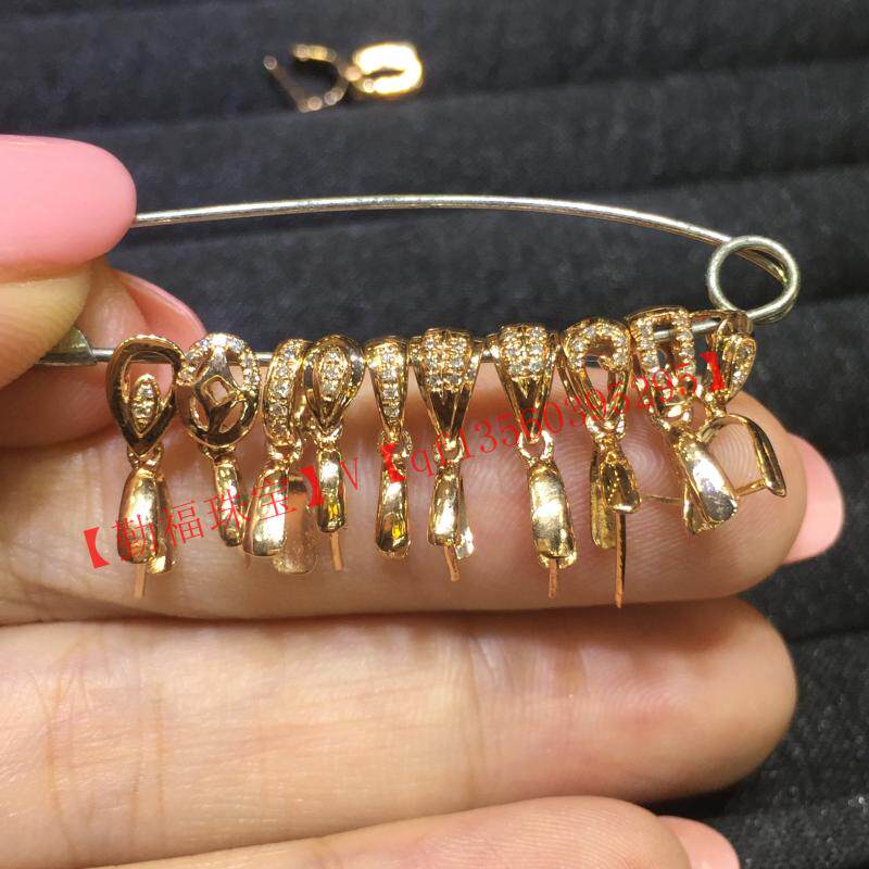 一折吊坠扣 18k金_【勤福珠宝】18k金吊坠扣子 镶嵌钻石玫瑰金扣头