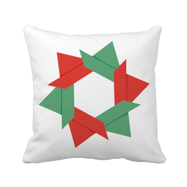 圣诞折纸 双面_几何折纸圣诞花纹样方形抱枕靠枕沙发靠垫双面含芯礼物