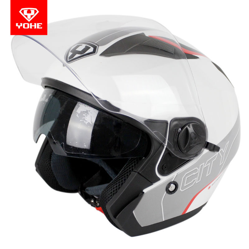 永恒头盔868保暖摩托车头盔电动车安全帽男女夏季双镜片半盔冬盔