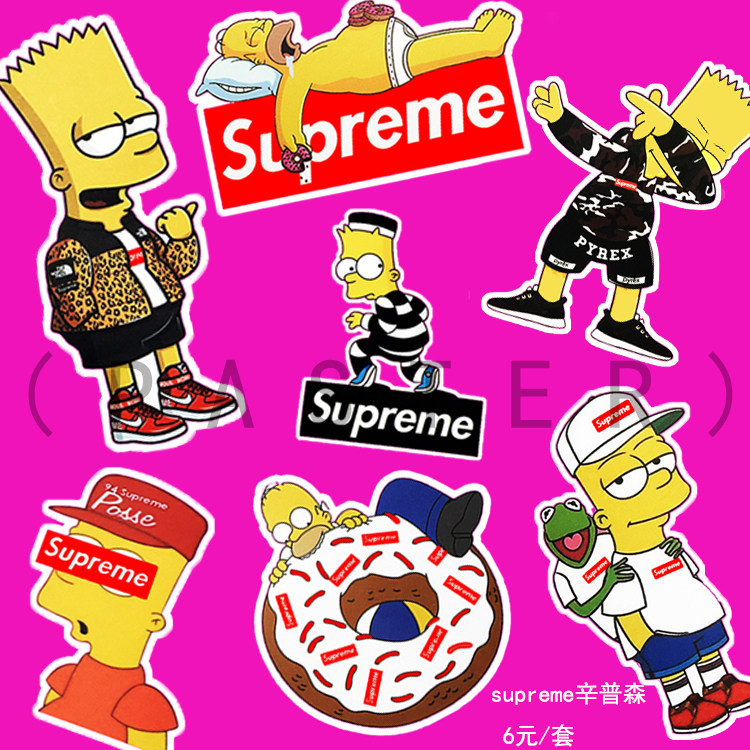 superme防水潮牌行李箱贴纸拉杆箱旅行箱贴个性电脑辛普森贴纸