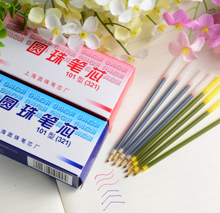 红笔芯 红色_包邮老式上海红色圆珠笔笔芯321铜头老师批改作业油笔芯