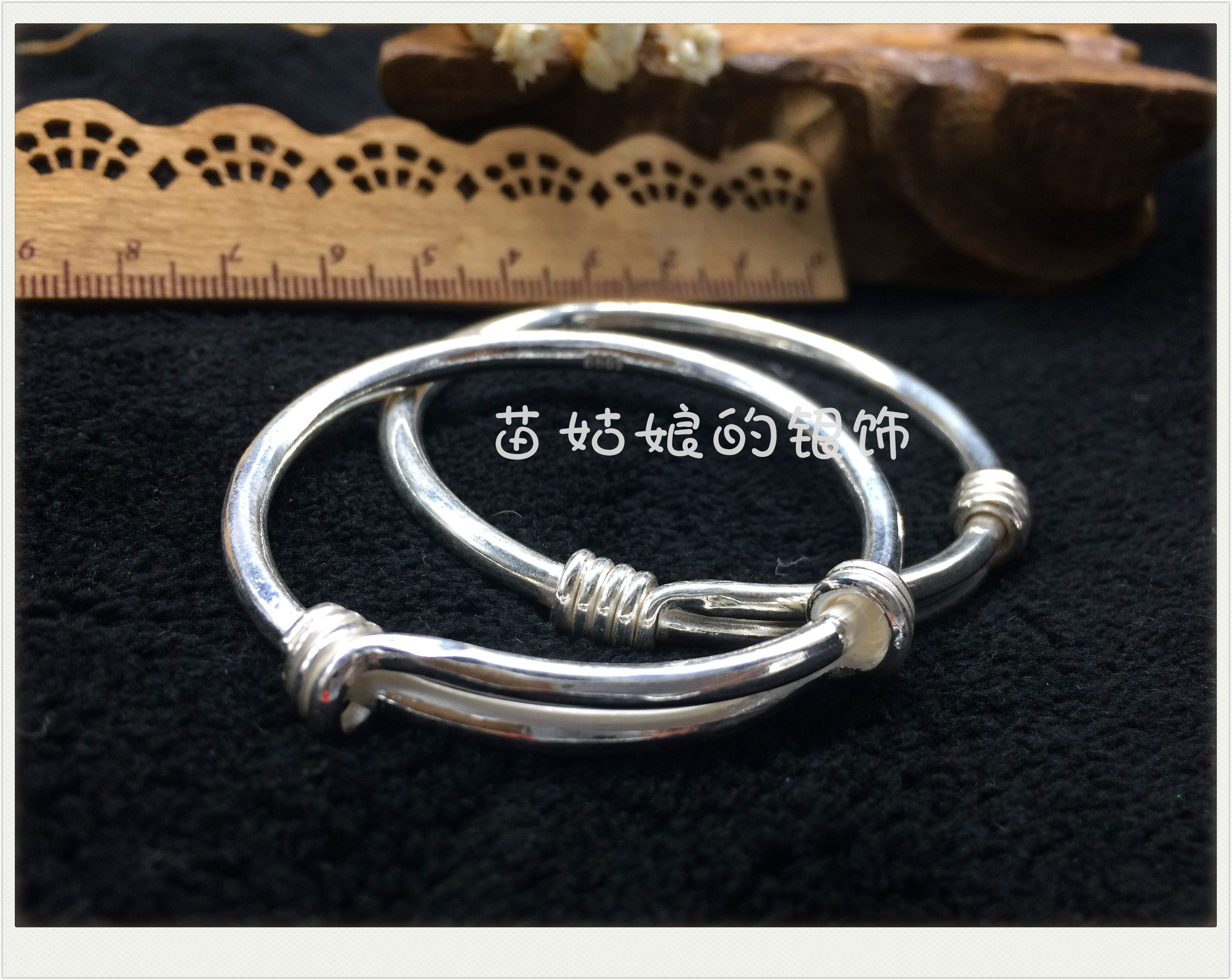 儿童银手镯 纯银 男孩_苗族手工纯银儿童幼儿男孩女孩手镯s999纯银