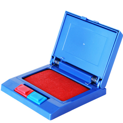 得力9850双色蓝红印台 财务发票使用印台塑料双层半自动印台印油