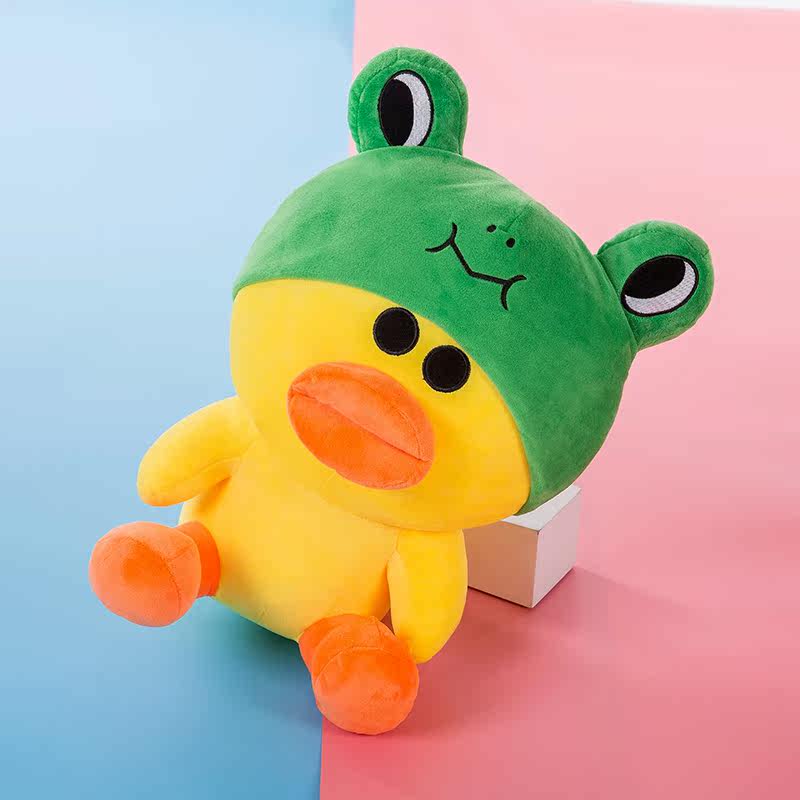 韩国line沙莉鸭公仔周冬雨小黄鸡抱枕青蛙帽鸭子玩偶女生生日礼物