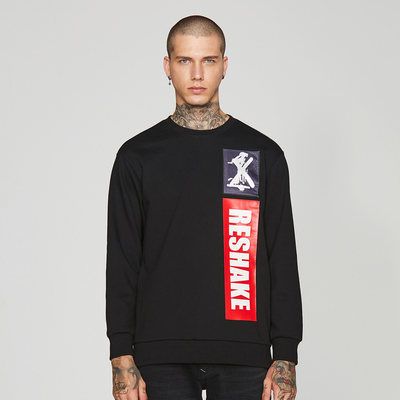 上海华菲型格reshake卫衣男圆领2017冬刺绣印花嘻哈帅