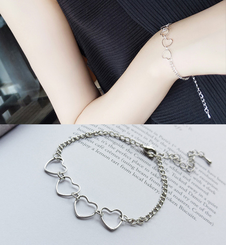 手链女日韩 学生_日韩国迷你小百搭可爱的少女镂空爱心拼接手链闺蜜