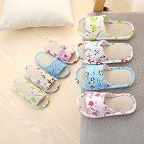 秋冬儿童棉布拖鞋亚麻亲子男童女童宝宝家居鞋婴幼儿防滑室内软底