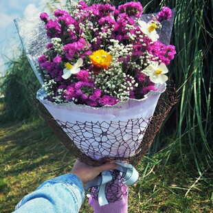 捧花干花束小雏菊满天星混搭纯天然年会礼品开张情人节创意礼物大