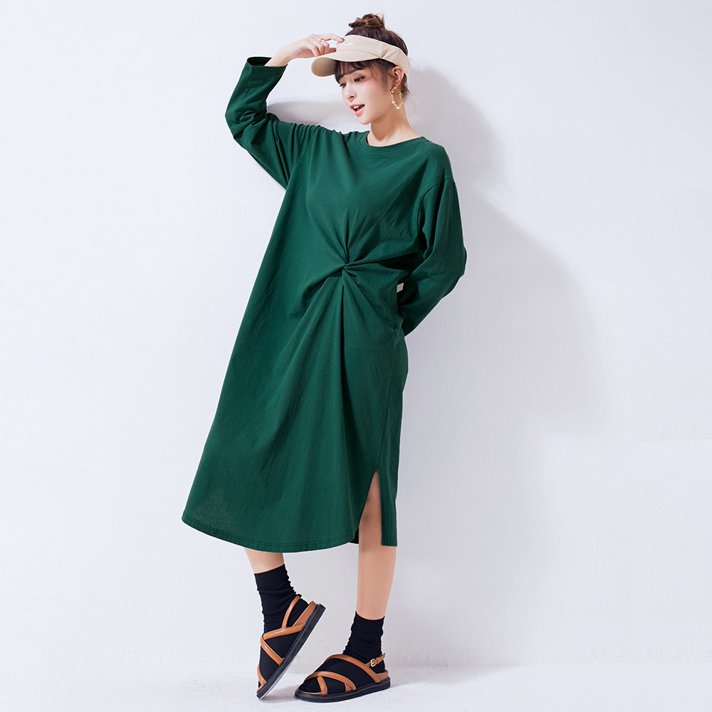 夏装新款宽松短袖连衣裙女长款不规则t裙欧美大码休闲长裙子优惠券