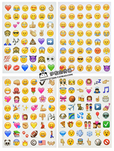 创意emoji表情贴纸 苹果表情包纸质笑脸贴画含192个迷你小表情4张