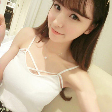 一折无钢圈吊带_修身无钢圈莫代尔透气美胸镂空交叉文胸内衣女吊带