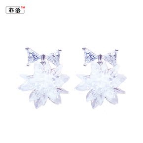 水晶耳环 纯银精致