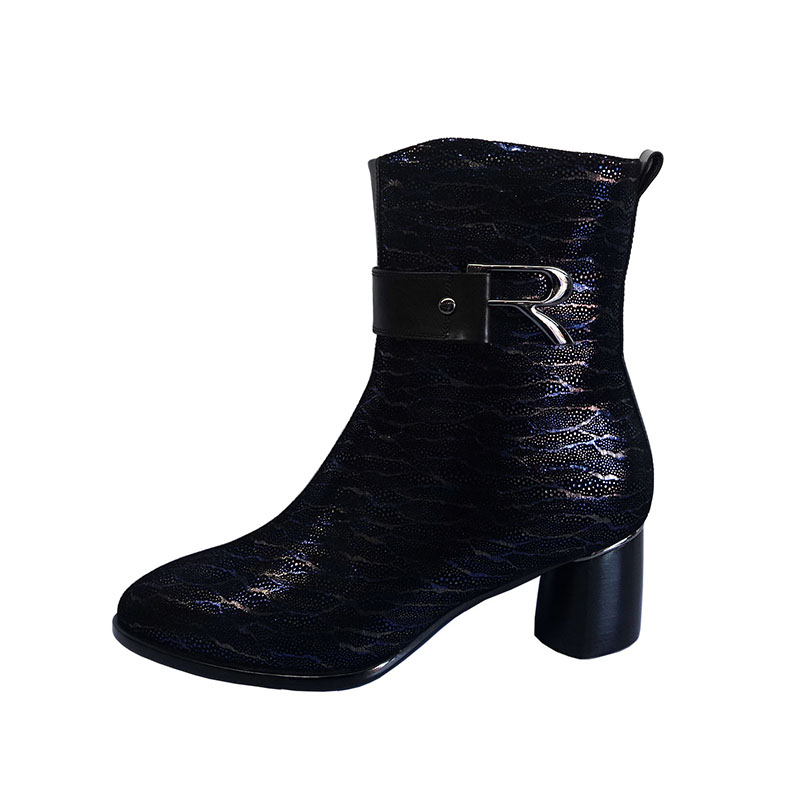 女鞋冬季加绒_亏本清仓茉莉卡专柜新款尖头中跟粗跟加绒冬季女鞋靴头