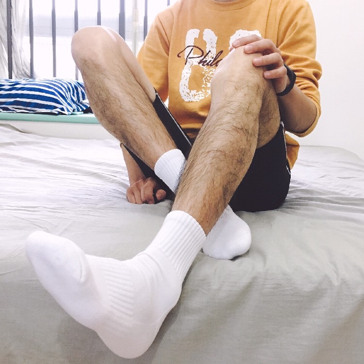 毛巾袜男_沫梵先生socks新品男士螺纹口纯白棉袜短中筒简约毛巾底运动