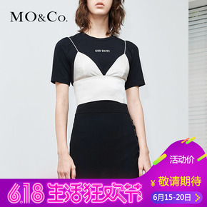 MOCO2018夏季新品V领圆环拉链短款MO&C