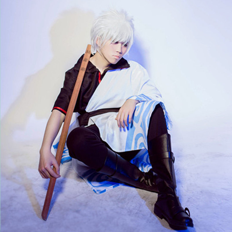 动漫银魂坂田银时银桑阿银cos服cosplay服装靴假发洞爷湖全套现货