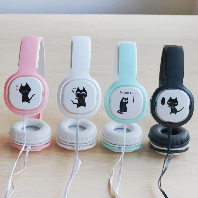 萌萌猫咪头戴式耳机女生韩版可爱潮手机音乐有线苹果oppo通用耳麦