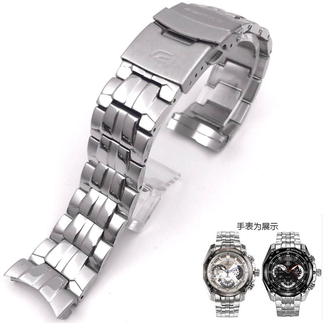 包邮 卡西欧ef-550d男 黑钢色 实心钢带 表带 手表配件5147   现价