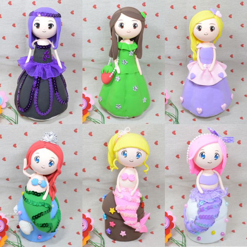 手工diy_彩泥公主套装 超轻粘土人物 女孩玩具diy工具 儿童手工制作