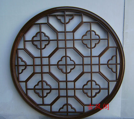 仿古木雕挂件 复古中式香樟木手工雕花镂空挂件 背景装饰玄关壁_不