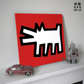 戴鳄鱼面具的狗 keith haring 凯斯哈林 波普艺术装饰画简约时尚