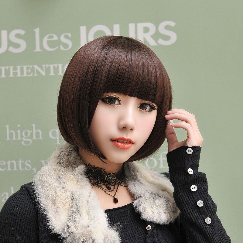 艾瑞美真发假发女短发bobo头沙宣刘海梨花个性修脸内扣韩国逼真