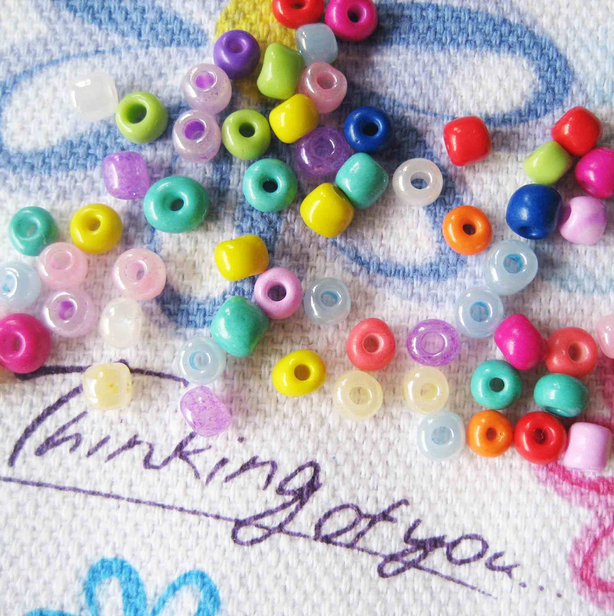 彩色珠子 小米珠 串珠 果冻米珠 混色 4mm直径1元一包50个