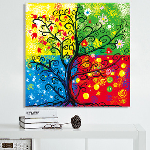 十字绣2018新款四季发财树春夏秋冬客厅卧室3d印花线绣刺绣简单绣