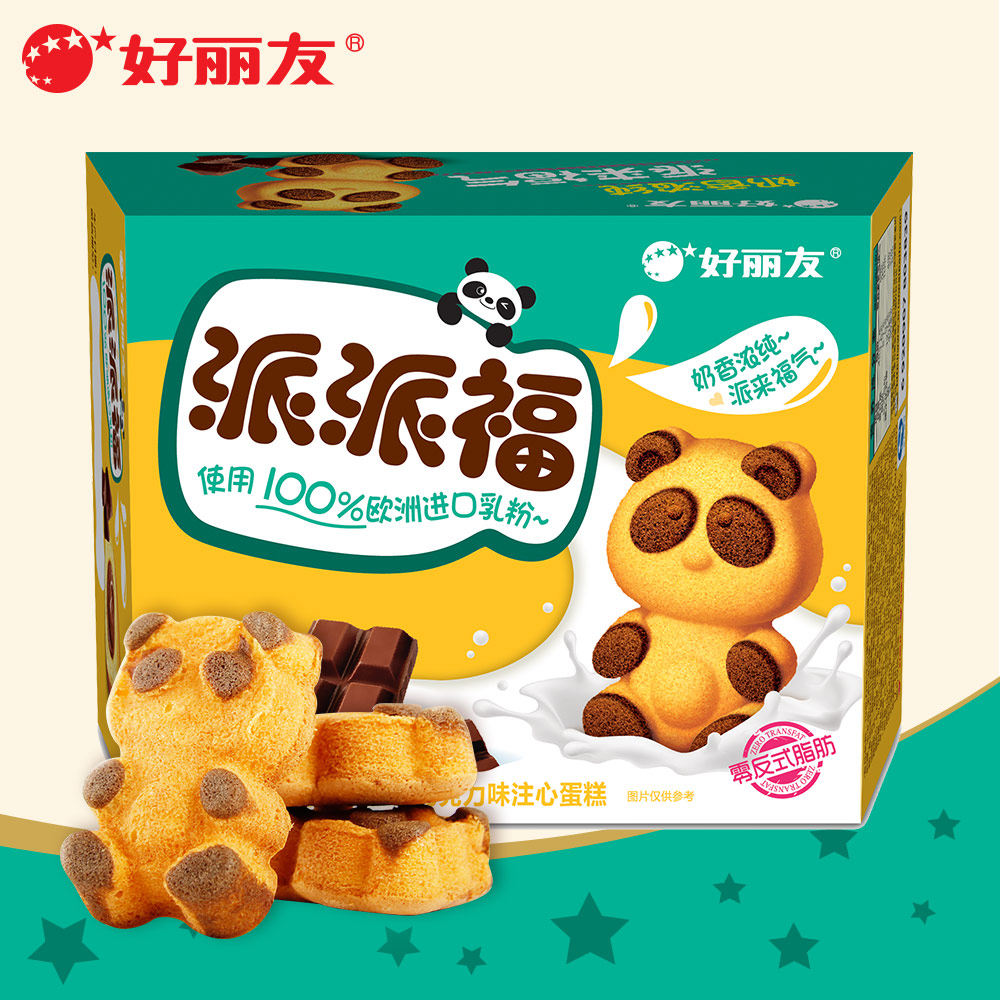 一折巧克力糕点_好丽友派派福巧克力味4枚100g 熊猫造型休闲食品零食