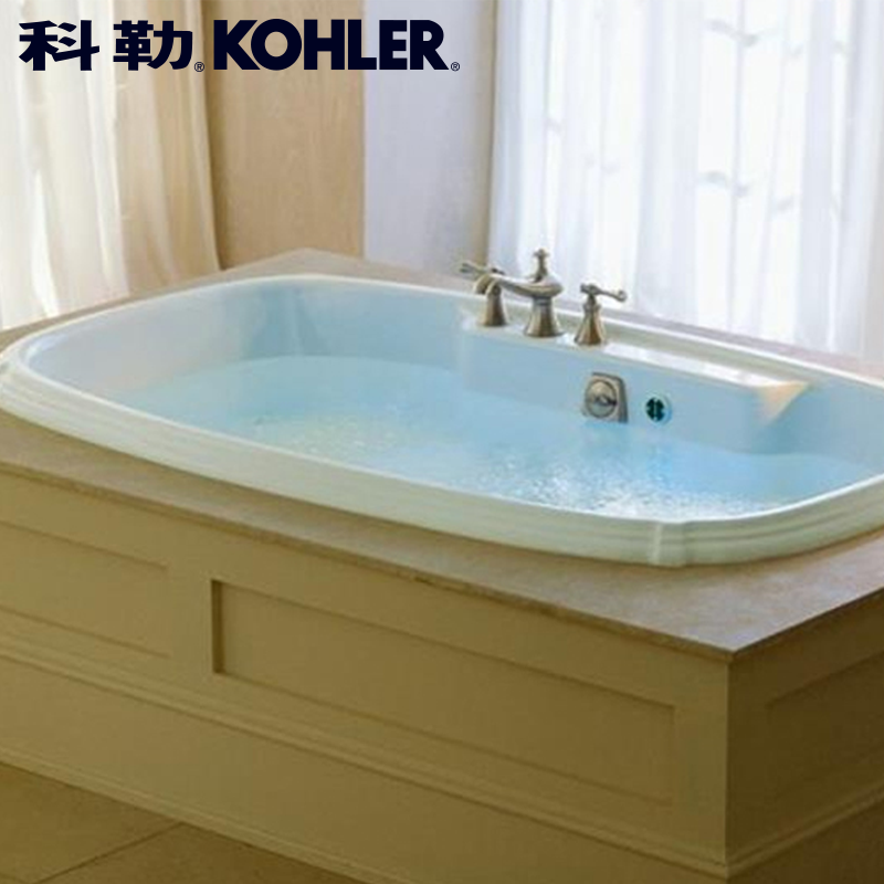 科勒冲浪按摩浴缸k-1457t-g-0 珀特勒1.7米嵌入式亚克力双人浴缸