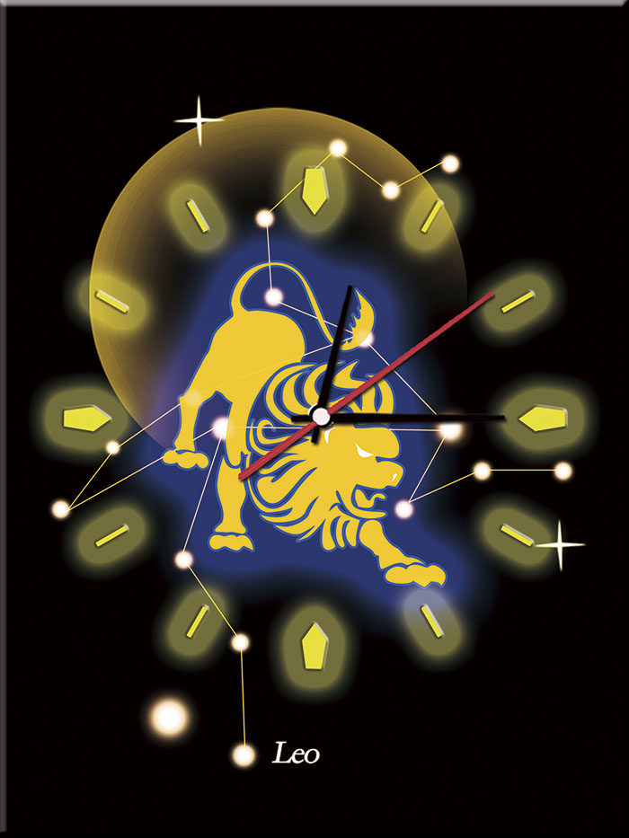 创意个性手工艺创艺术钟表挂钟装饰画无框画钟十二星座狮子座07