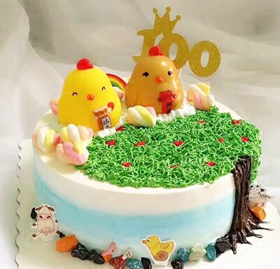 派对生日蛋糕装饰生肖小鸡公仔鸡宝宝周岁生日蛋糕装饰摆件储蓄罐_7折