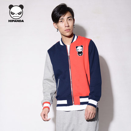 hipanda 你好熊猫 新品 设计潮牌 男款 半熊08拉链卫衣 加绒_7折现价