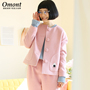 omont蛋挞家新款宽松显瘦饭团刺绣无领短款修身毛呢外套女春装K