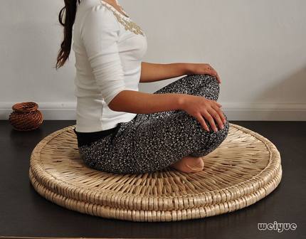 京岳田园风格拜佛禅修蒲草手工草编加厚高弹坐垫蒲团打坐坐垫编织_7折