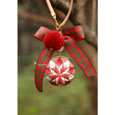 手鞠「圣诞 」日式手工高档汽车挂件和风挂饰新年礼物伴手礼礼物